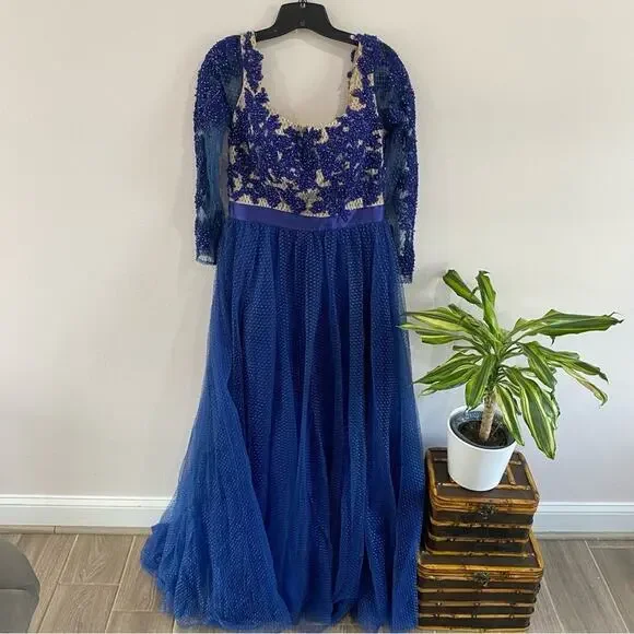 MAC DUGGAL | Navy Blue Evening Ball Gown 65841R - Picture 2 of 16